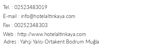 Hotel Altnkaya telefon numaralar, faks, e-mail, posta adresi ve iletiim bilgileri